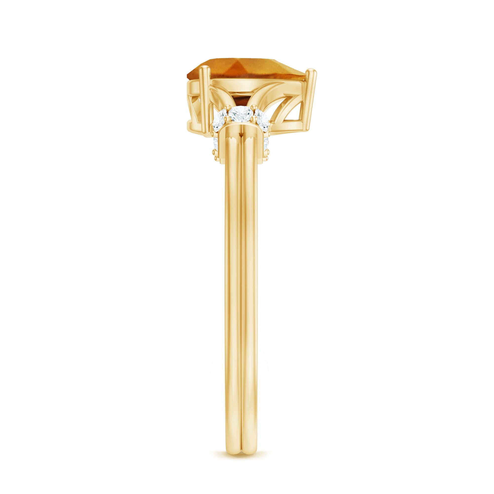Citrine Engagement Ring – Pear Shaped Split Shank with Diamond Accent | Rosec Jewels
