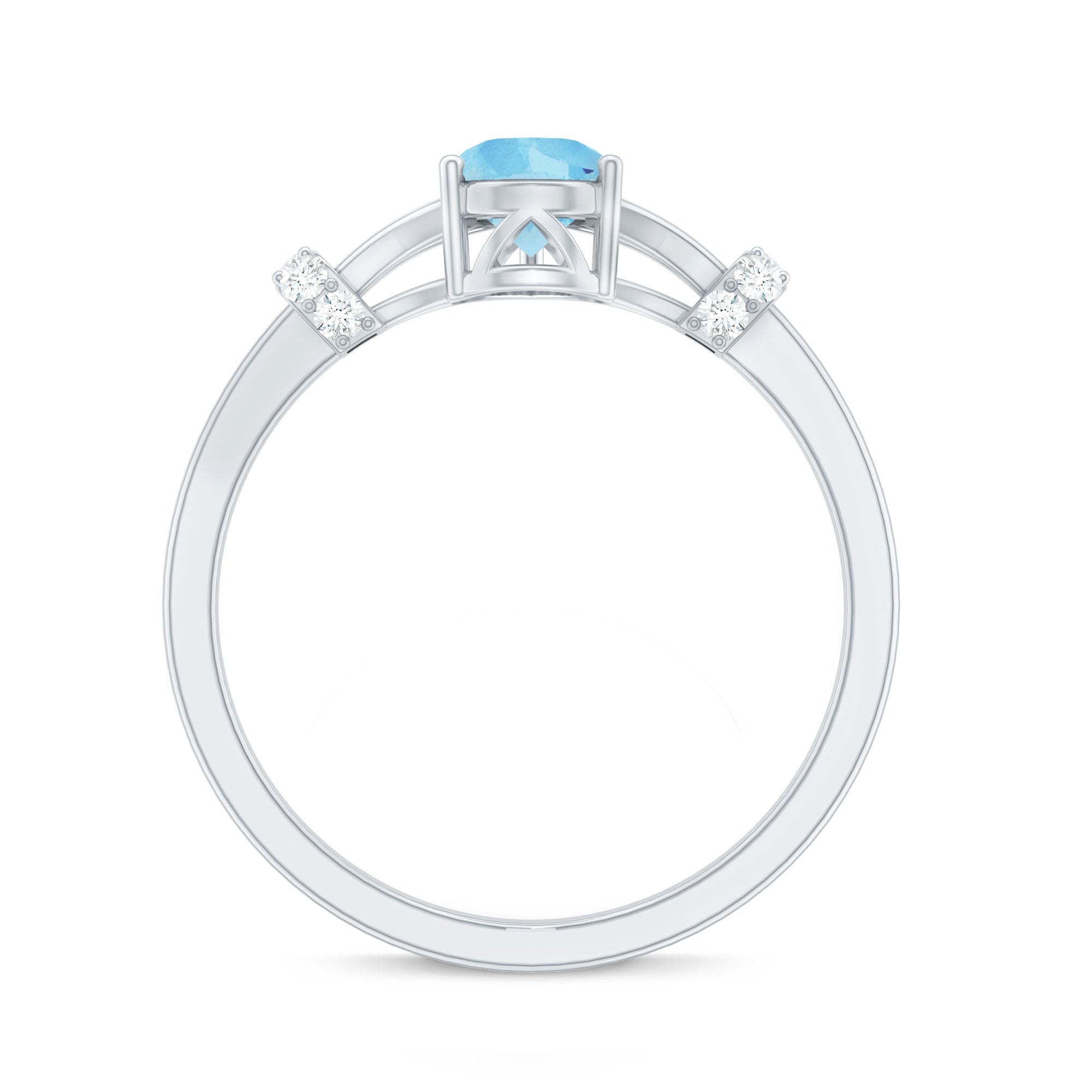 Aquamarine Solitaire Ring – 1 Carat Pear Shape with Split Shank Design