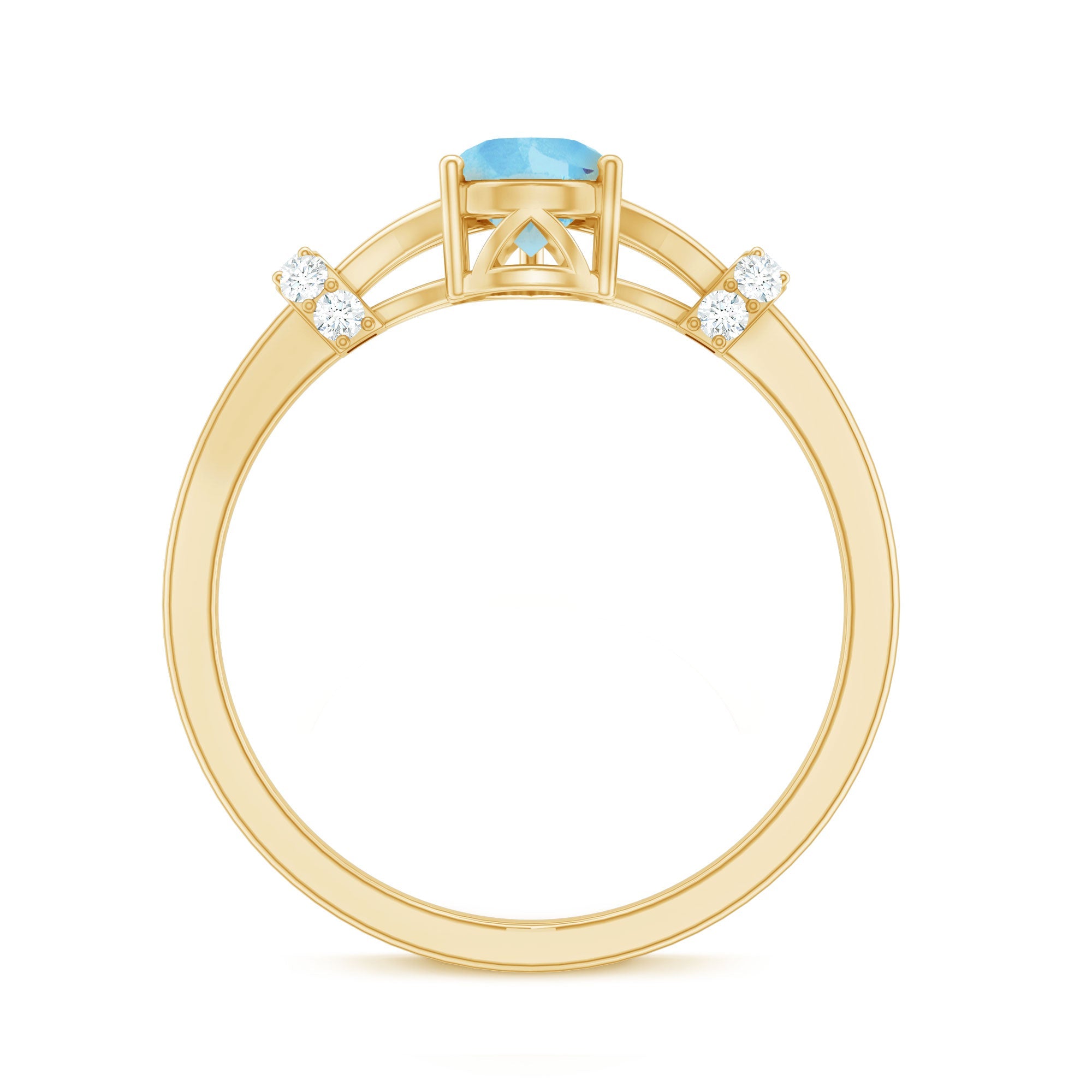 Aquamarine Solitaire Ring – 1 Carat Pear Shape with Split Shank Design