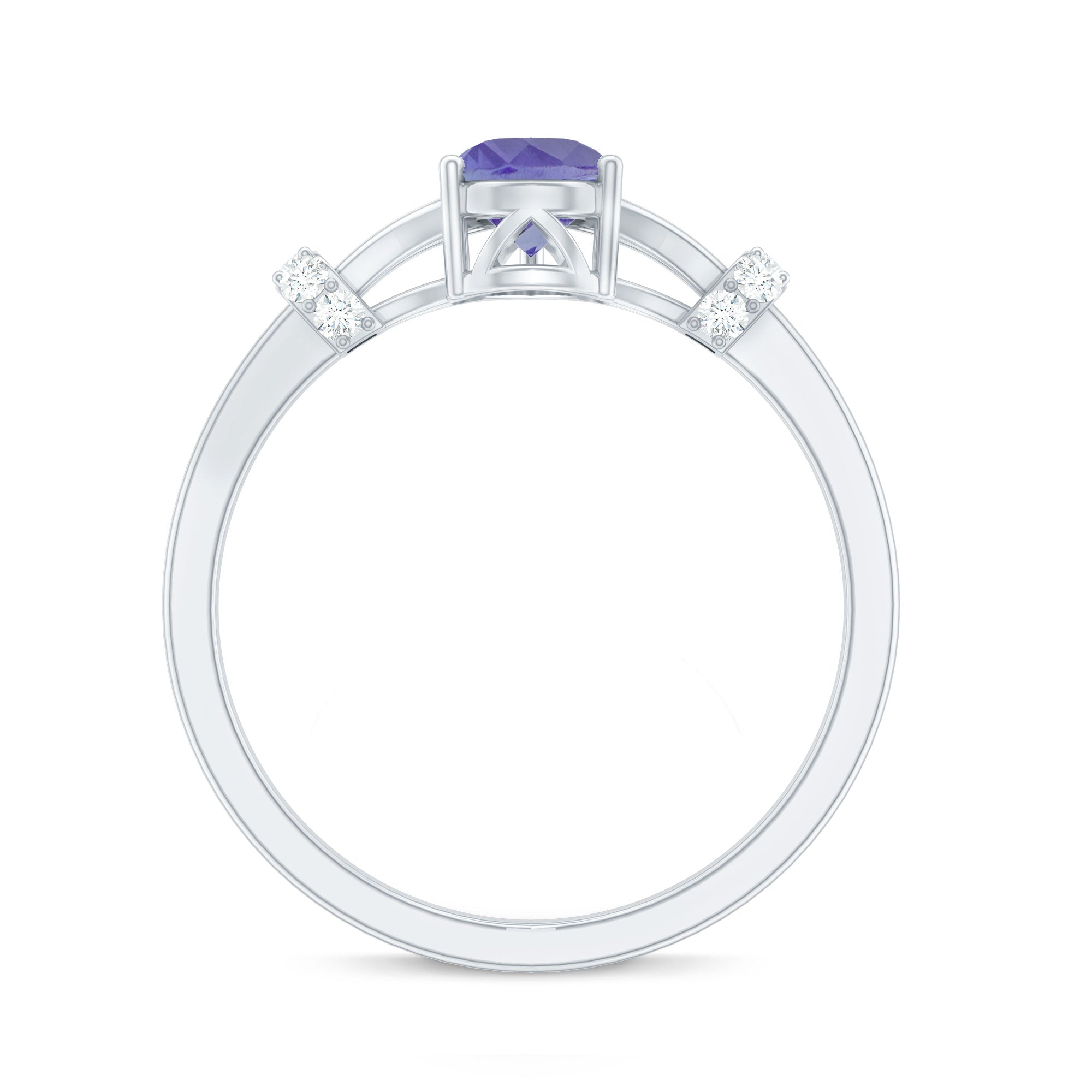 Pear Shape Tanzanite Ring - Natural Blue Gemstone With Diamond Split Shank Design