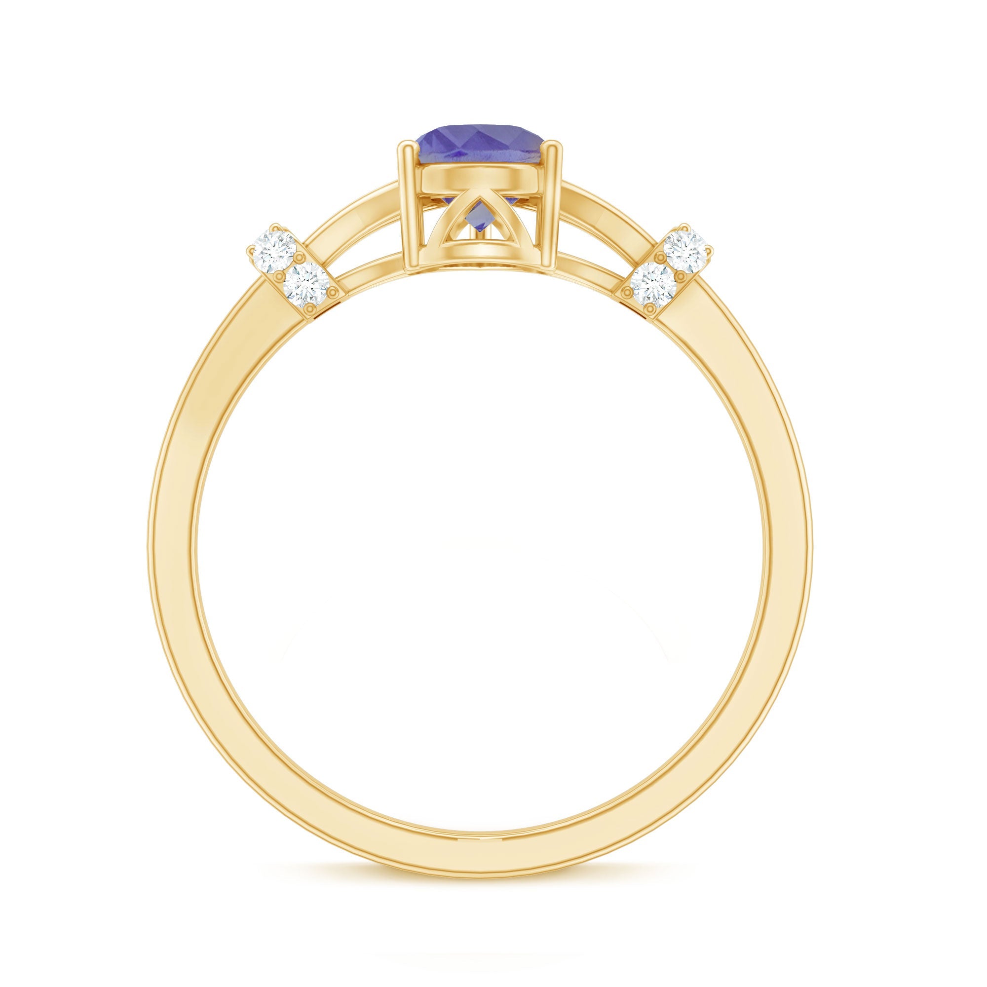 Pear Shape Tanzanite Ring - Natural Blue Gemstone With Diamond Split Shank Design