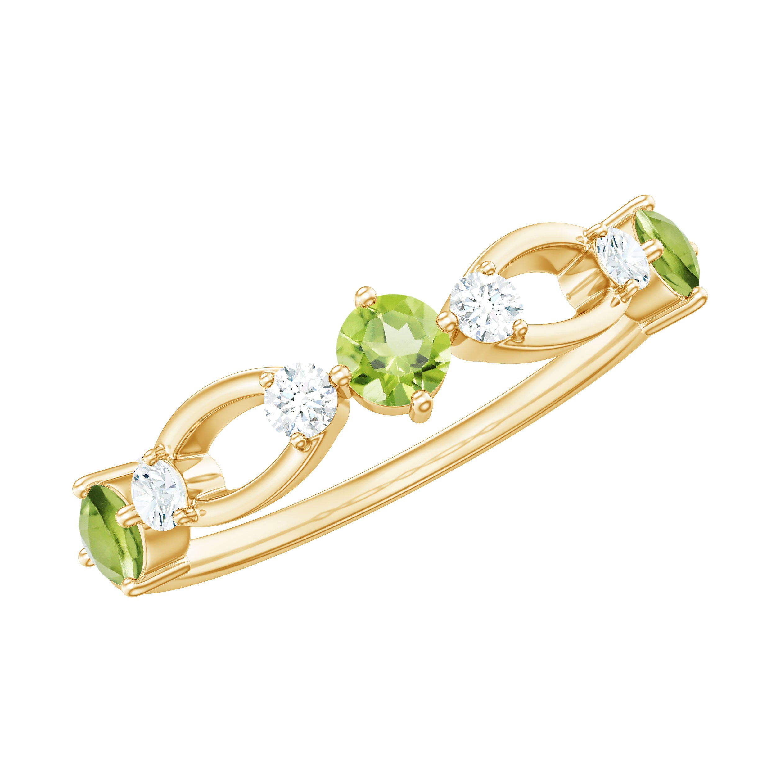 Peridot Promise Ring – Minimalist Commitment Ring with Diamond & Green Gemstones