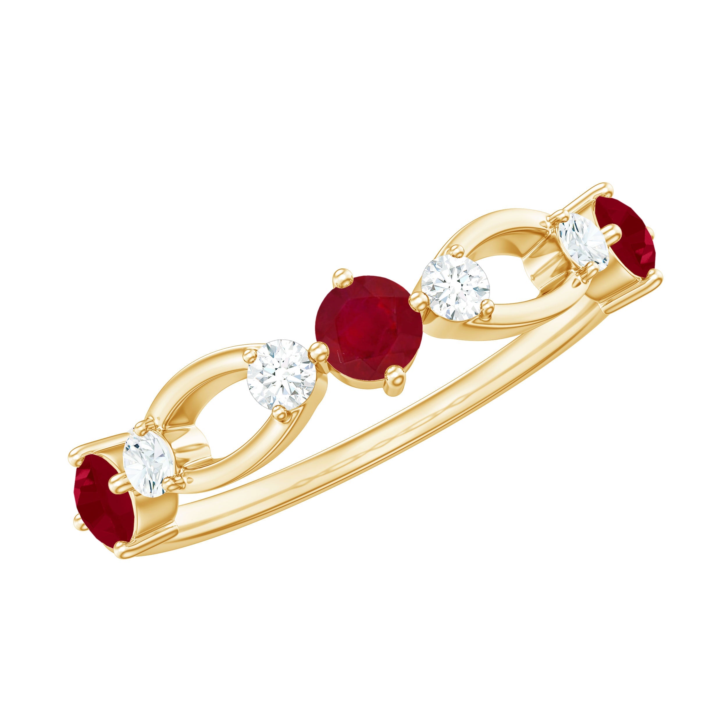 Ruby Promise Ring – AAA Grade Natural Ruby Diamond Infinity Design Band