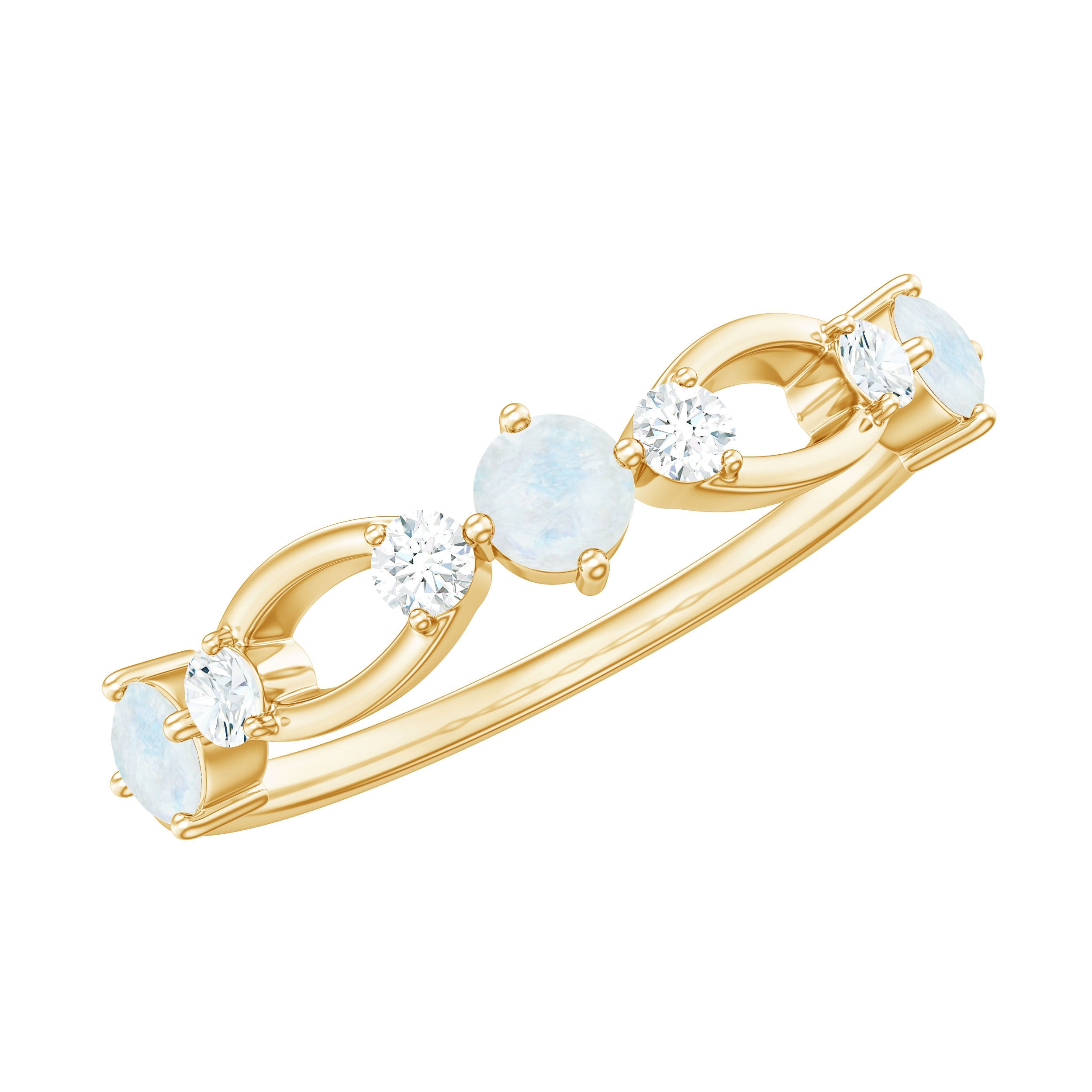 Minimal Promise Ring | Moonstone Ring With Diamond Prong Setting – Elegant Love Band