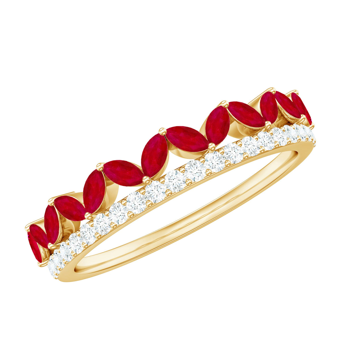Ruby Eternity Ring – Half Eternity Marquise Ruby Diamond Anniversary Band