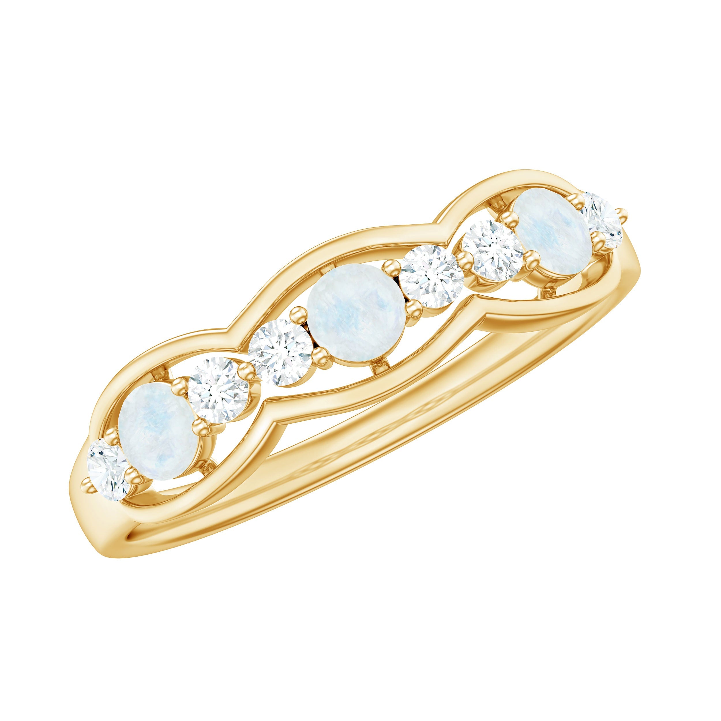 Moonstone Diamond Ring – Elegant Wedding Anniversary Band with AAA Quality Stones