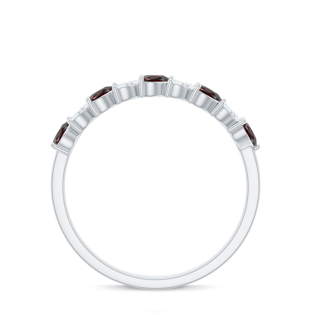 Garnet Diamond Eternity Ring – East West Heart Shape Ring with AAA Quality Garnet