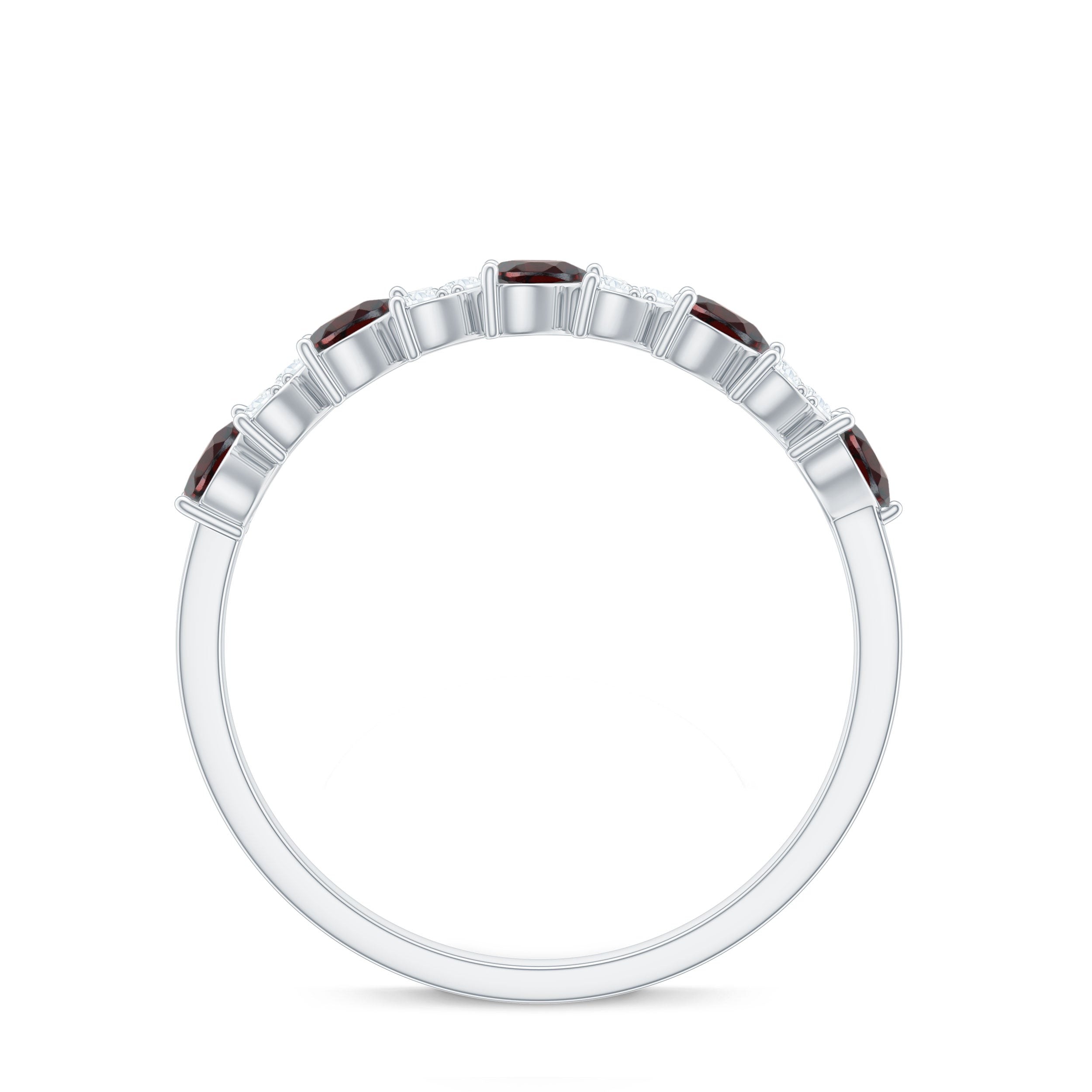 Garnet Diamond Eternity Ring – East West Heart Shape Ring with AAA Quality Garnet