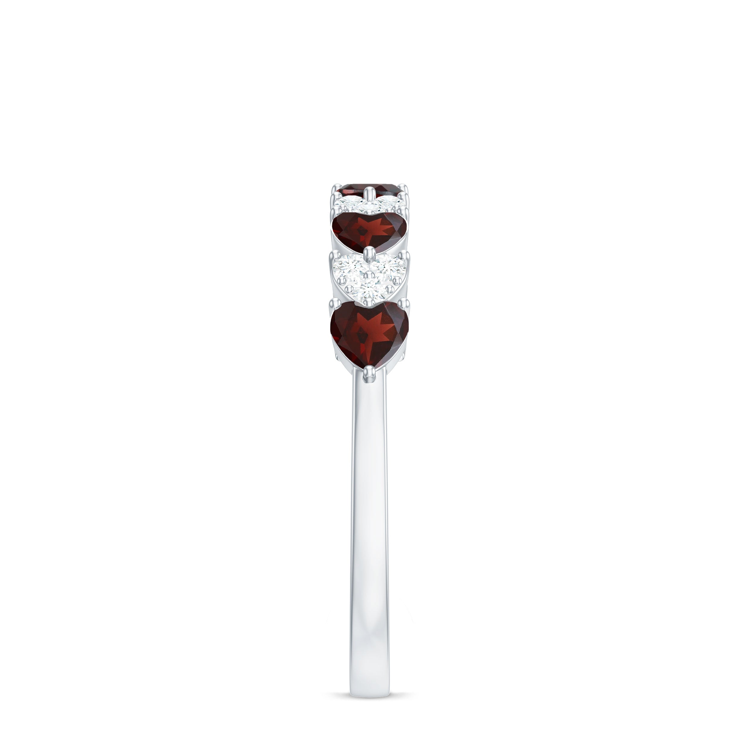 Garnet Diamond Eternity Ring – East West Heart Shape Ring with AAA Quality Garnet