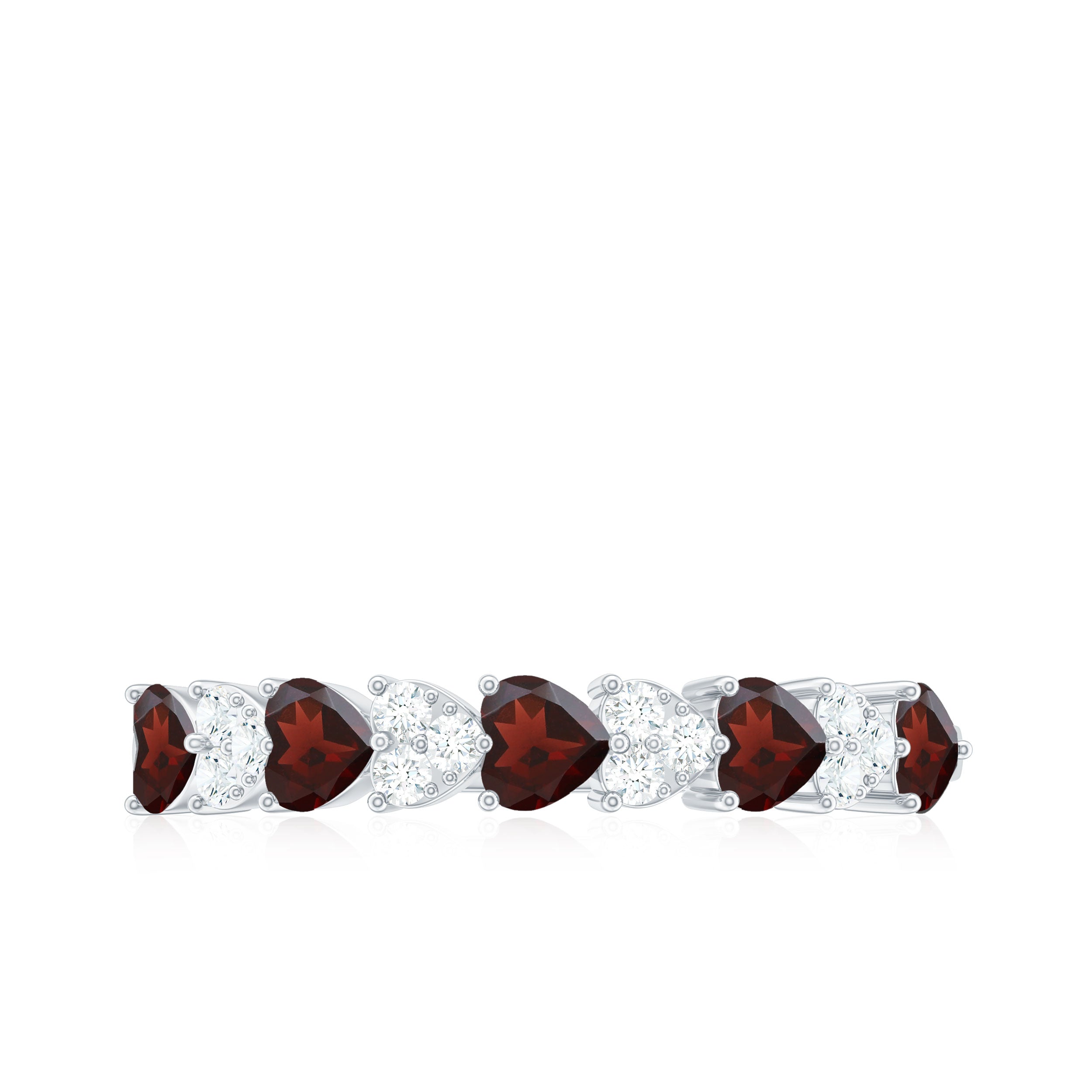 Garnet Diamond Eternity Ring – East West Heart Shape Ring with AAA Quality Garnet