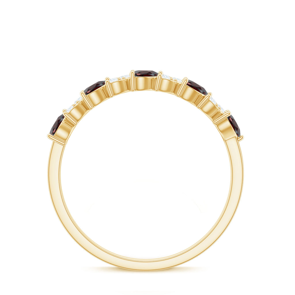 Garnet Diamond Eternity Ring – East West Heart Shape Ring with AAA Quality Garnet