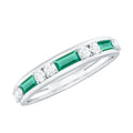 Lab Grown Emerald Ring – Half Eternity Band with Baguette Emerald & Diamonds