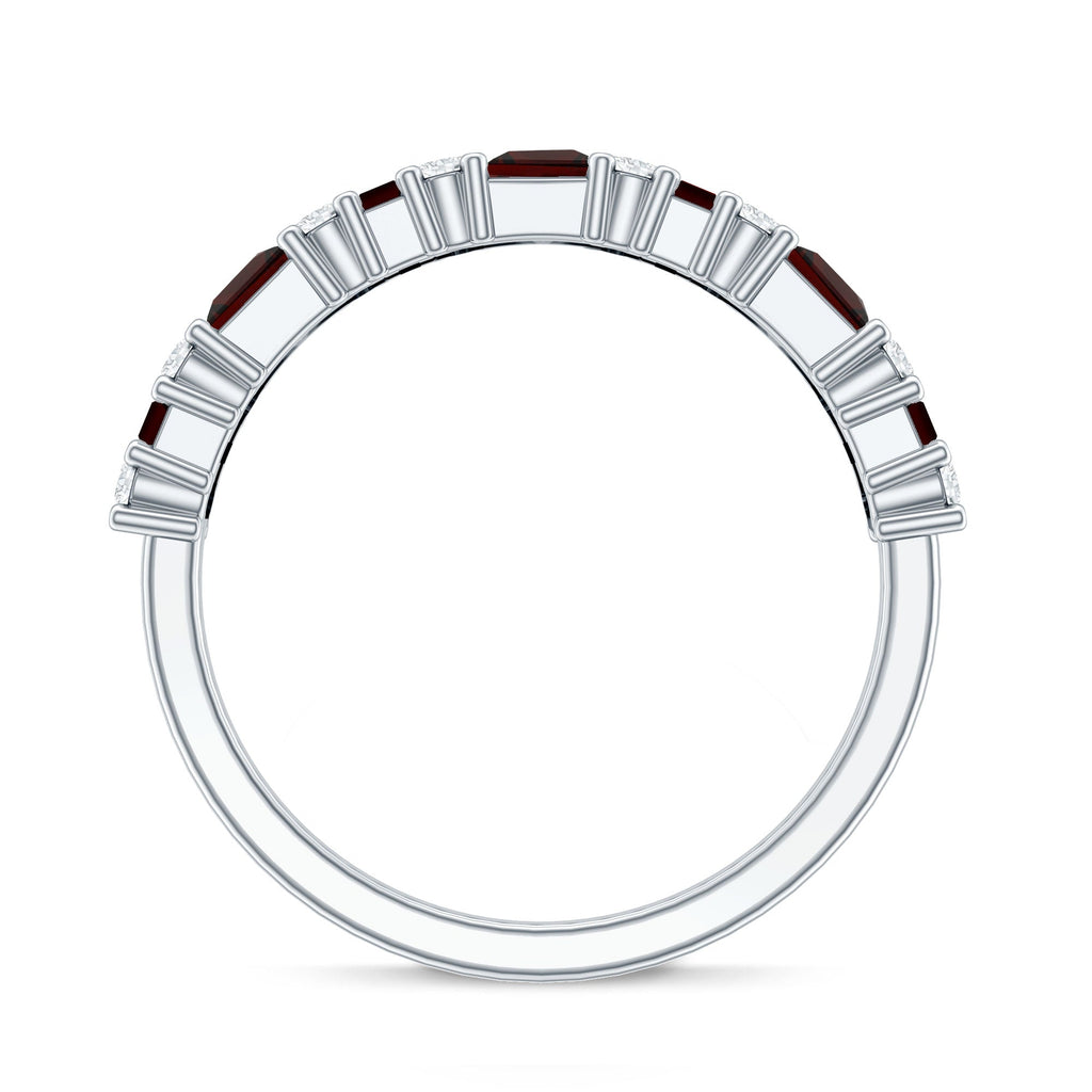 Red Garnet Eternity Ring – Diamond Half Eternity Band in Rose Gold Jewelry