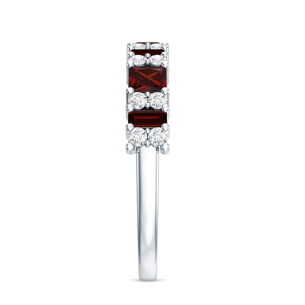 Red Garnet Eternity Ring – Diamond Half Eternity Band in Rose Gold Jewelry
