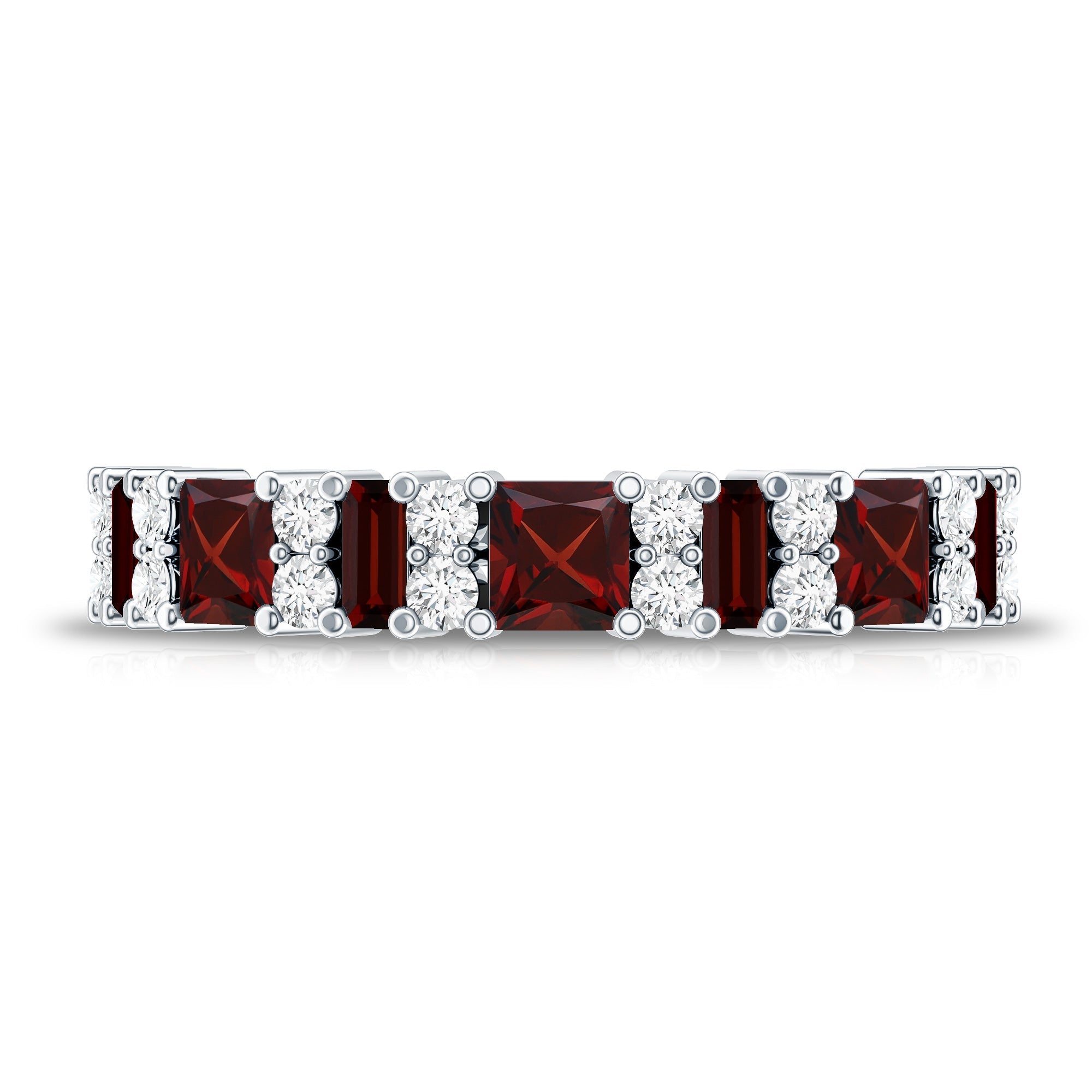 Red Garnet Eternity Ring – Diamond Half Eternity Band in Rose Gold Jewelry