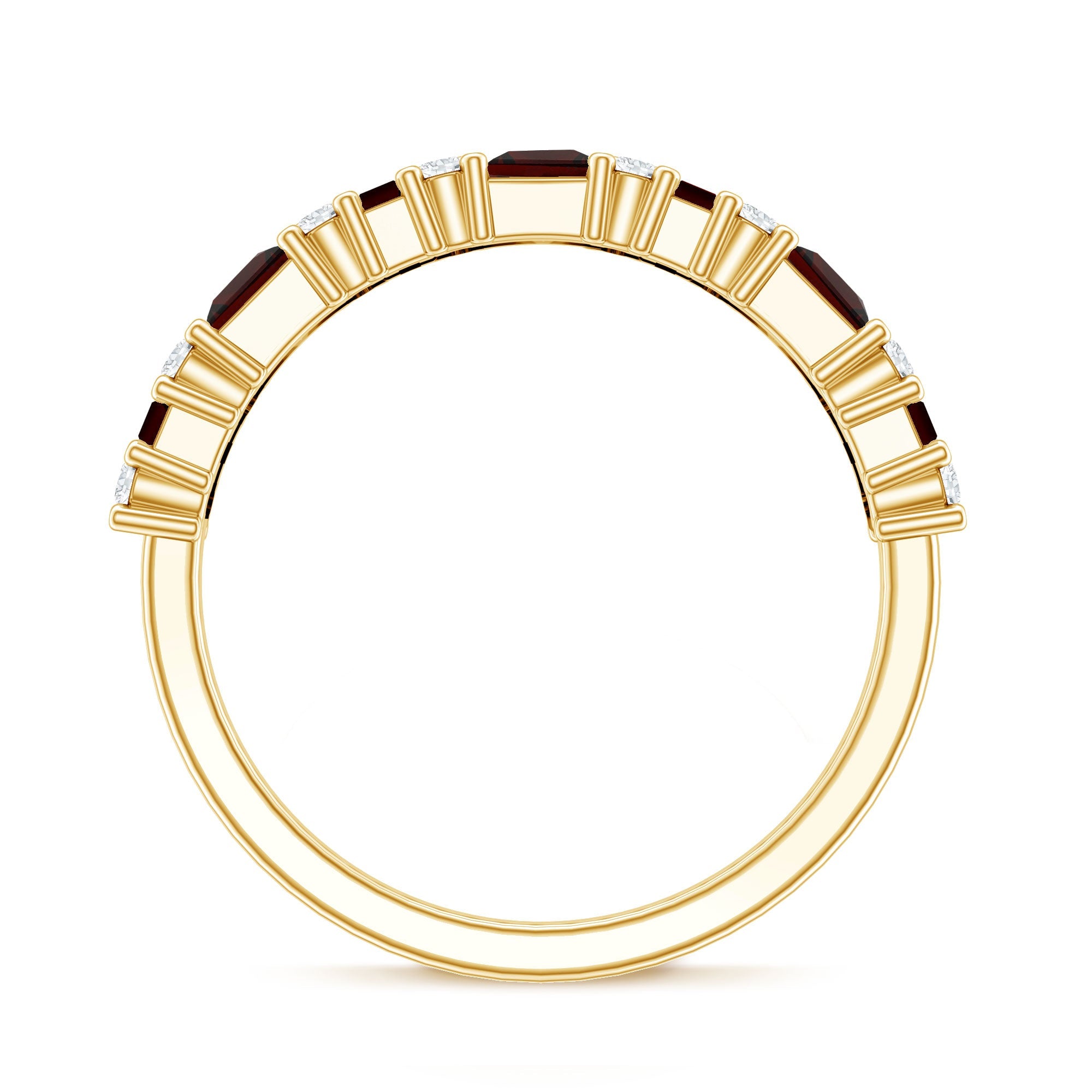 Red Garnet Eternity Ring – Diamond Half Eternity Band in Rose Gold Jewelry