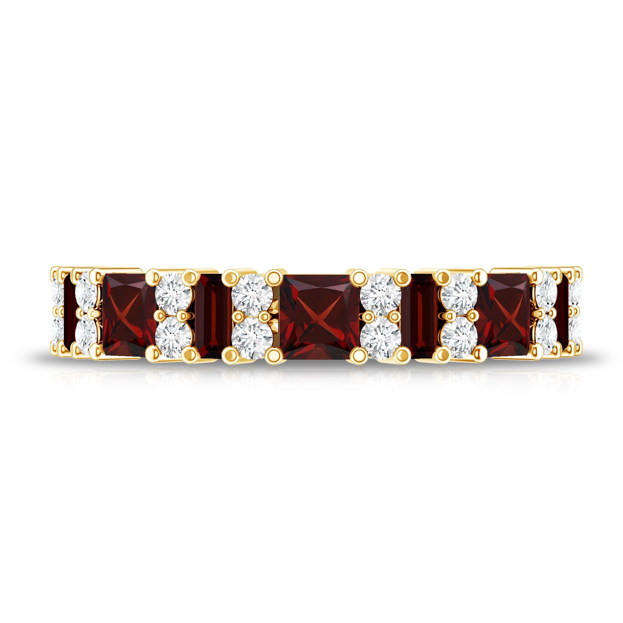 Red Garnet Eternity Ring – Diamond Half Eternity Band in Rose Gold Jewelry