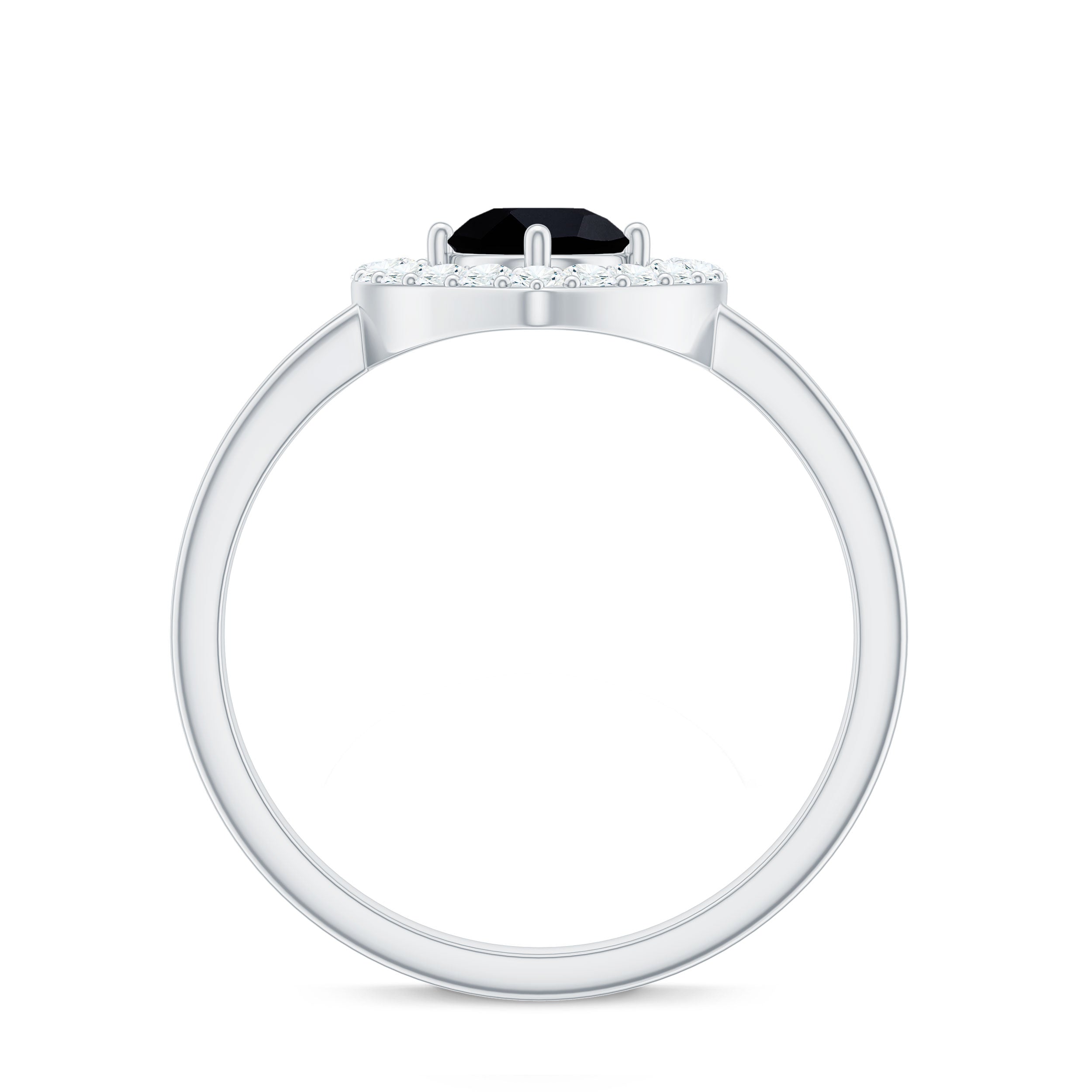 Genuine Black Onyx and Diamond Heart Engagement Ring