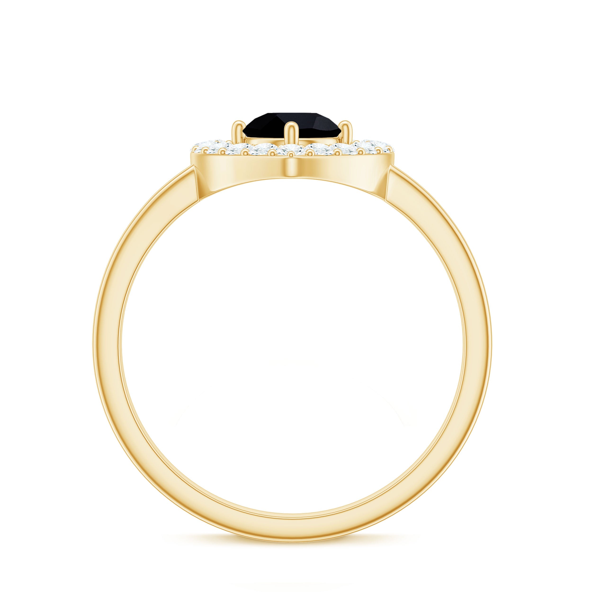 Genuine Black Onyx and Diamond Heart Engagement Ring