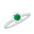 Emerald Promise Ring – Natural AAA Quality Emerald with Diamond Halo Design