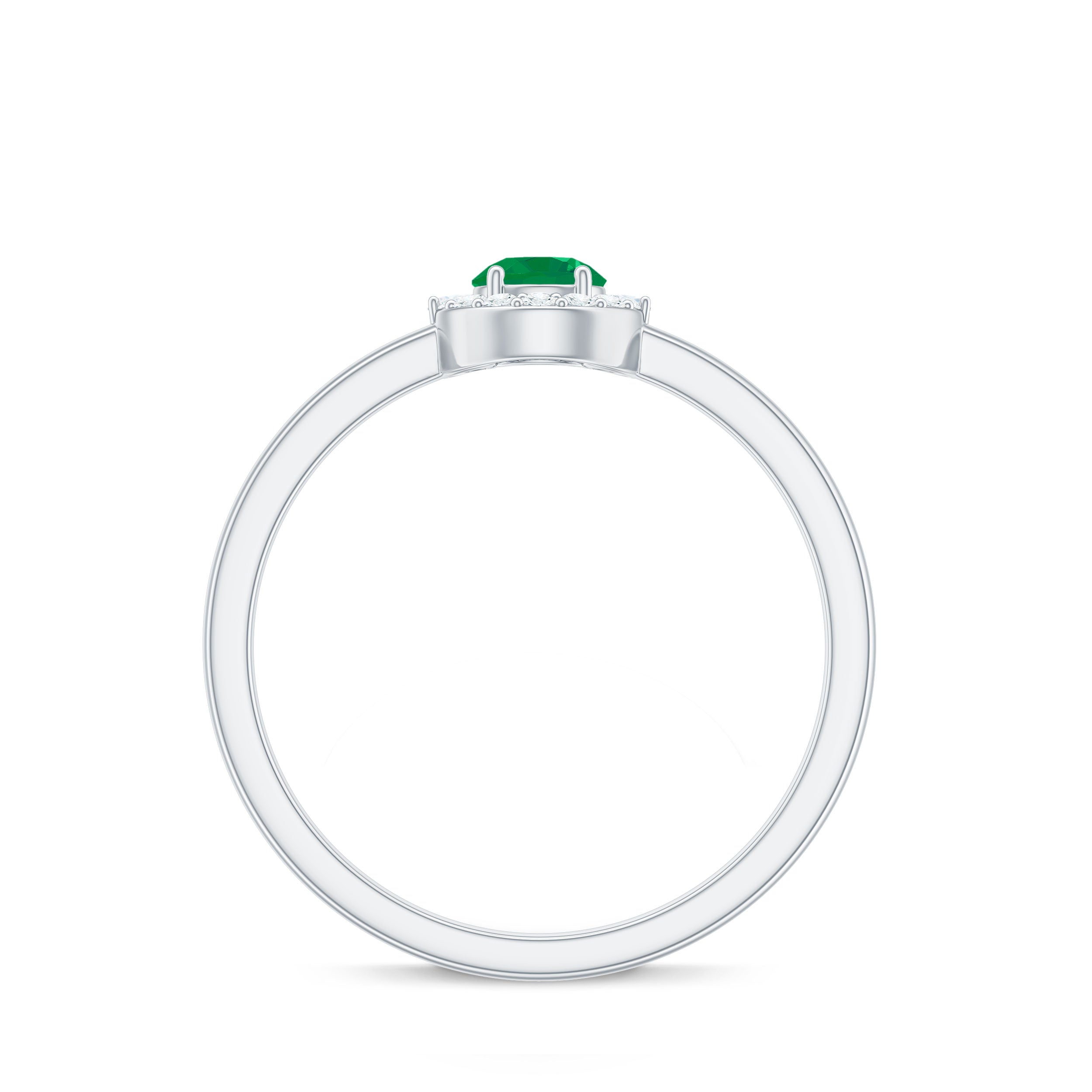 Emerald Promise Ring – Natural AAA Quality Emerald with Diamond Halo Design