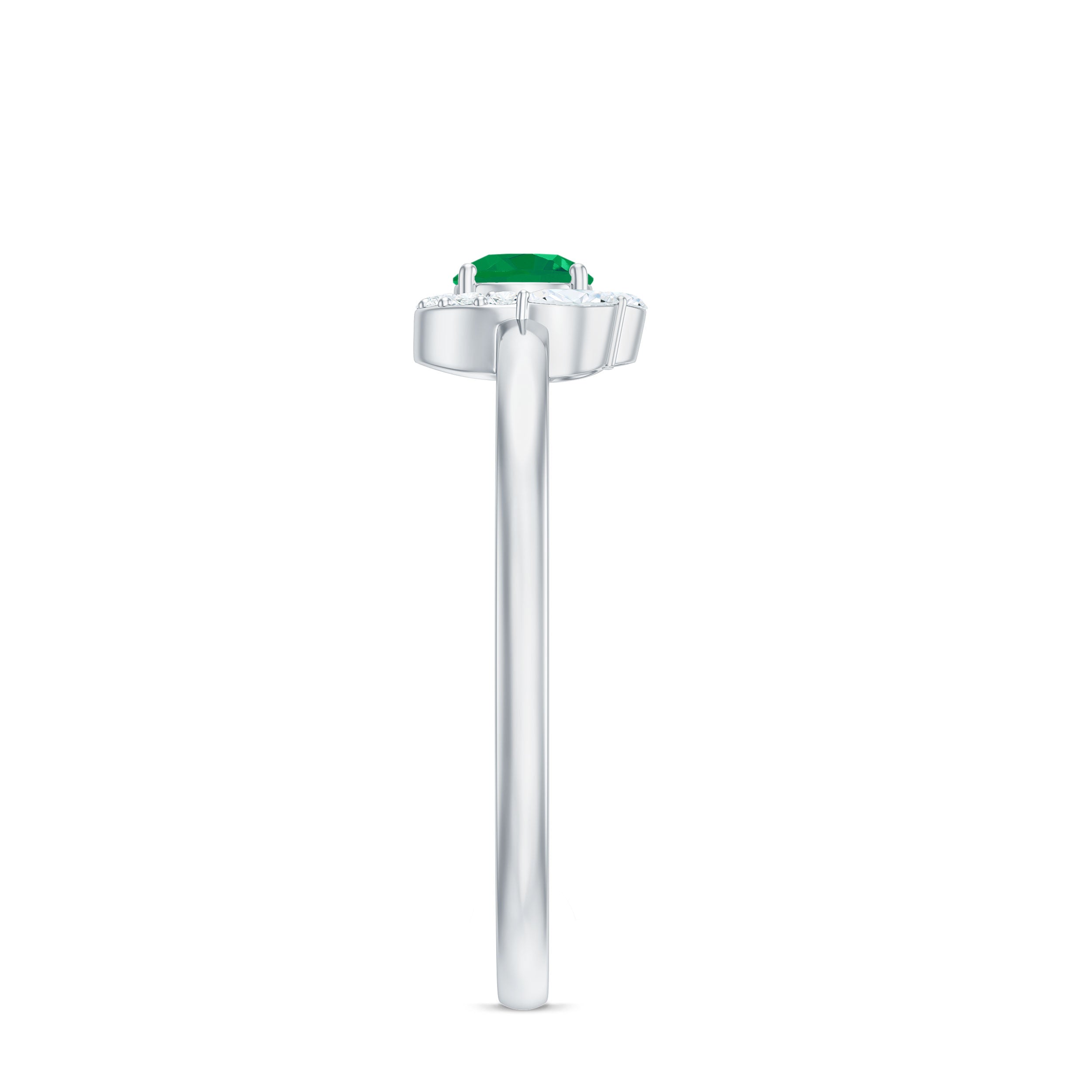 Emerald Promise Ring – Natural AAA Quality Emerald with Diamond Halo Design