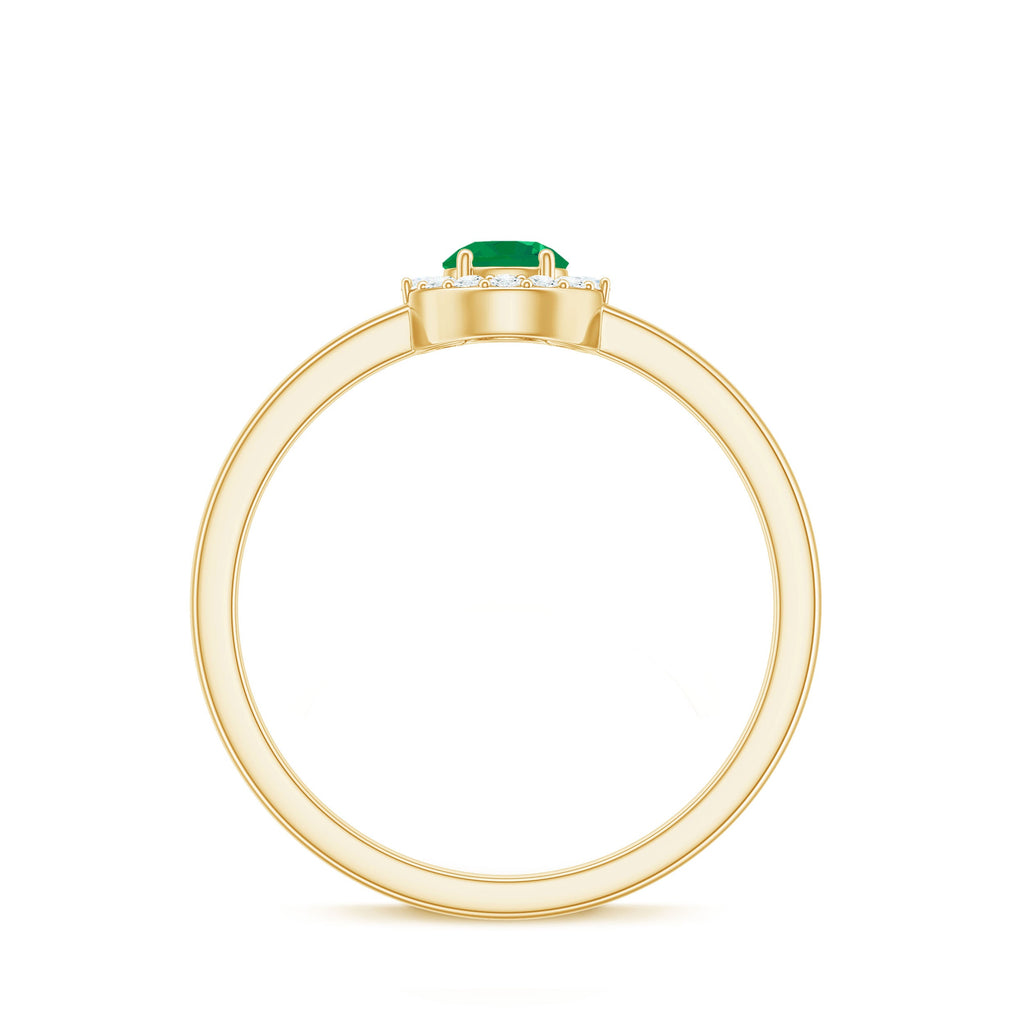 Emerald Promise Ring – Natural AAA Quality Emerald with Diamond Halo Design