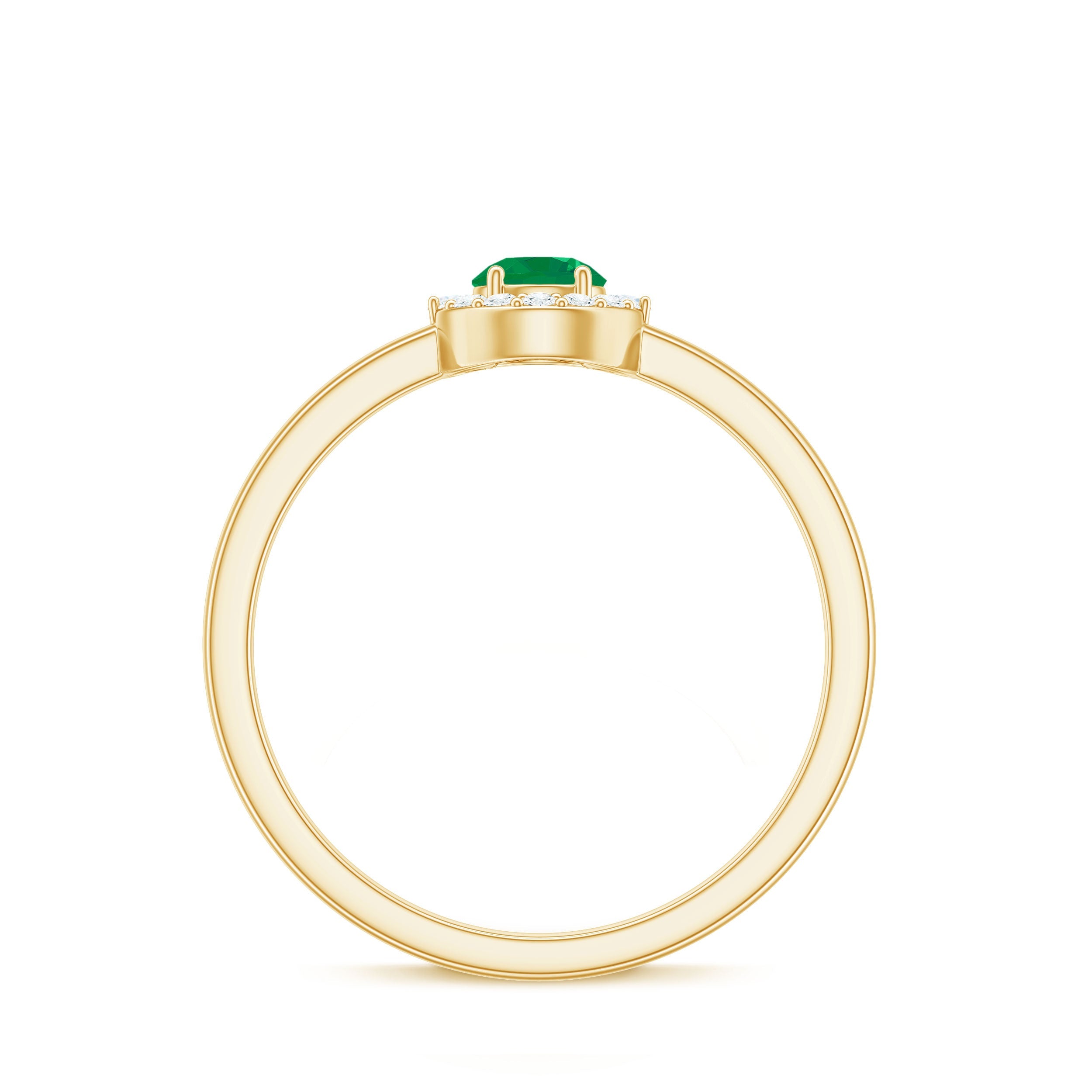 Emerald Promise Ring – Natural AAA Quality Emerald with Diamond Halo Design