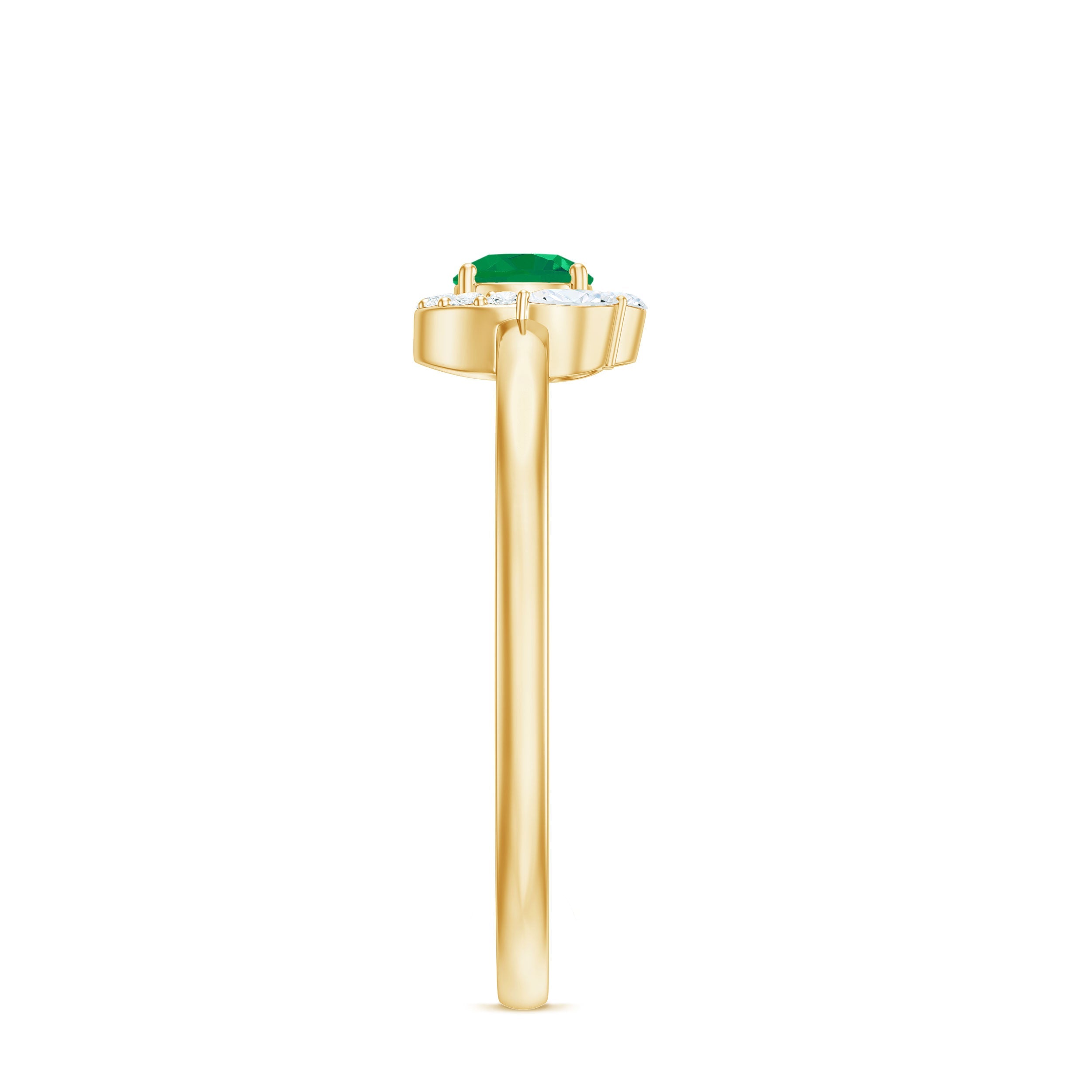Emerald Promise Ring – Natural AAA Quality Emerald with Diamond Halo Design