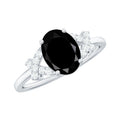 Solitaire Black Onyx Oval Engagement Ring in Split Shank