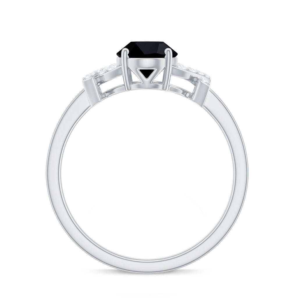 Solitaire Black Onyx Oval Engagement Ring in Split Shank