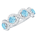 Braided Eternity Ring – Aquamarine Half Eternity Band with Diamond Accents