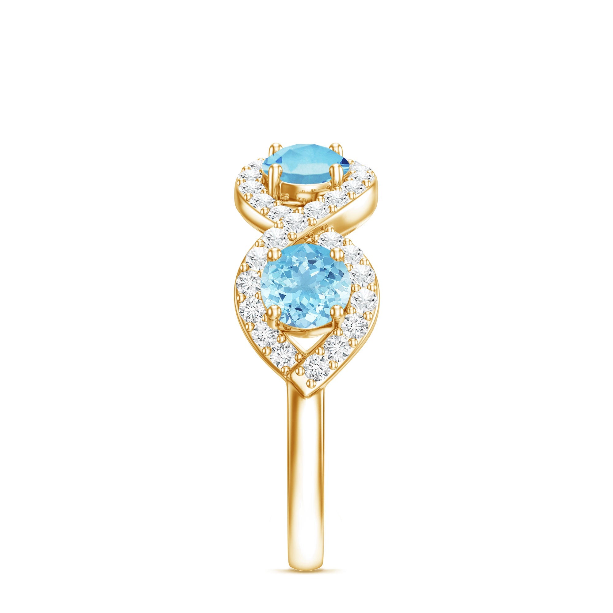 Braided Eternity Ring – Aquamarine Half Eternity Band with Diamond Accents