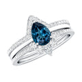 Pear Shape London Blue Topaz and Diamond Trio Ring Set