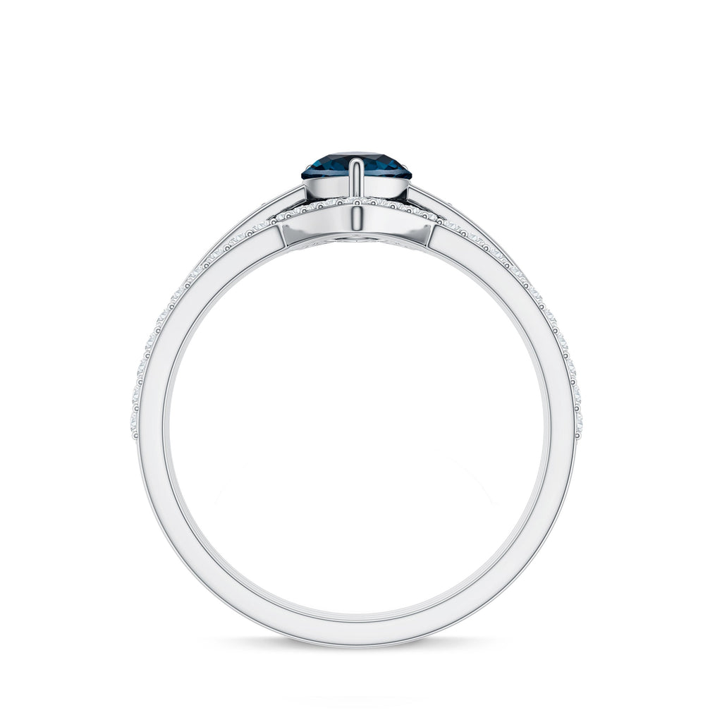 Pear Shape London Blue Topaz and Diamond Trio Ring Set