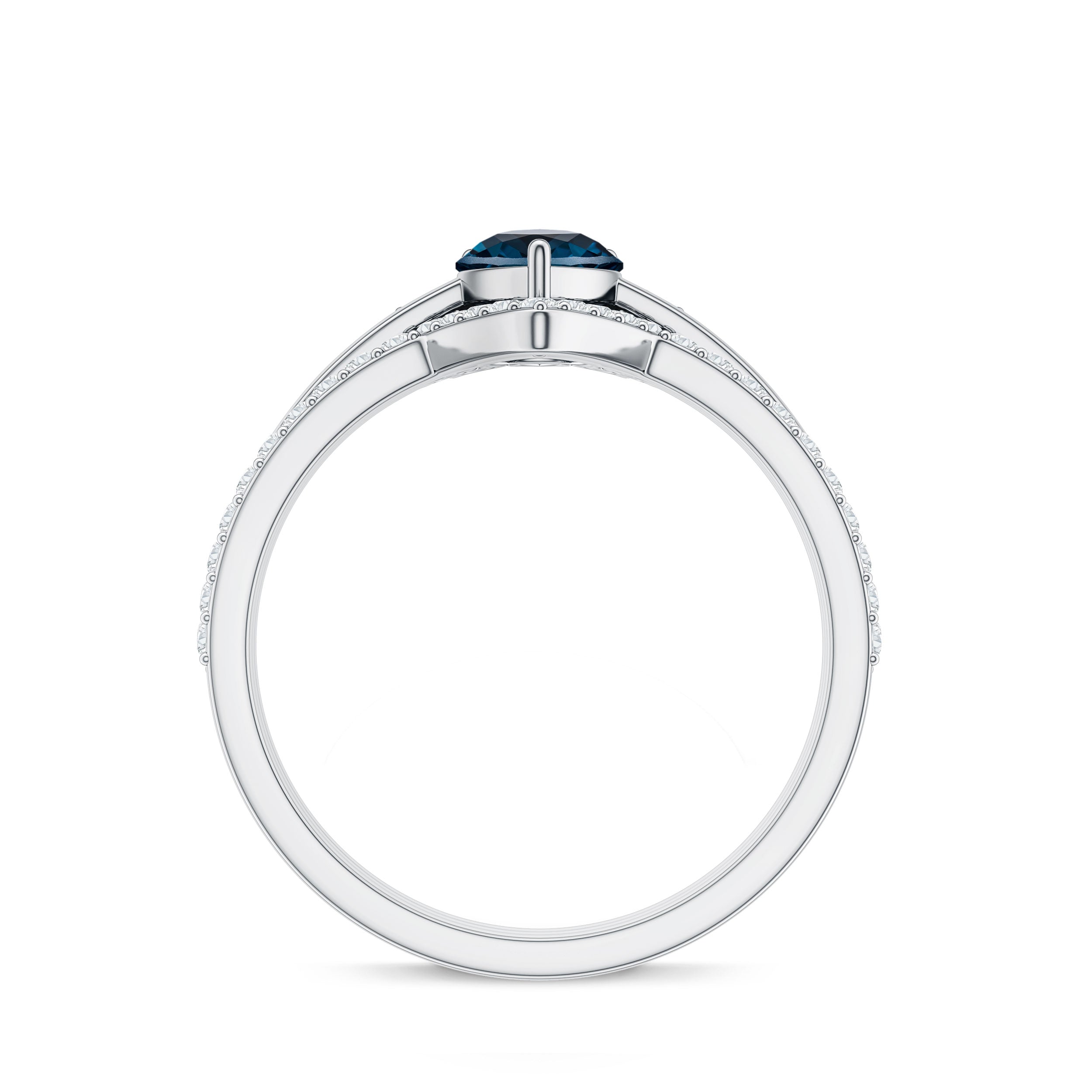 Pear Shape London Blue Topaz and Diamond Trio Ring Set