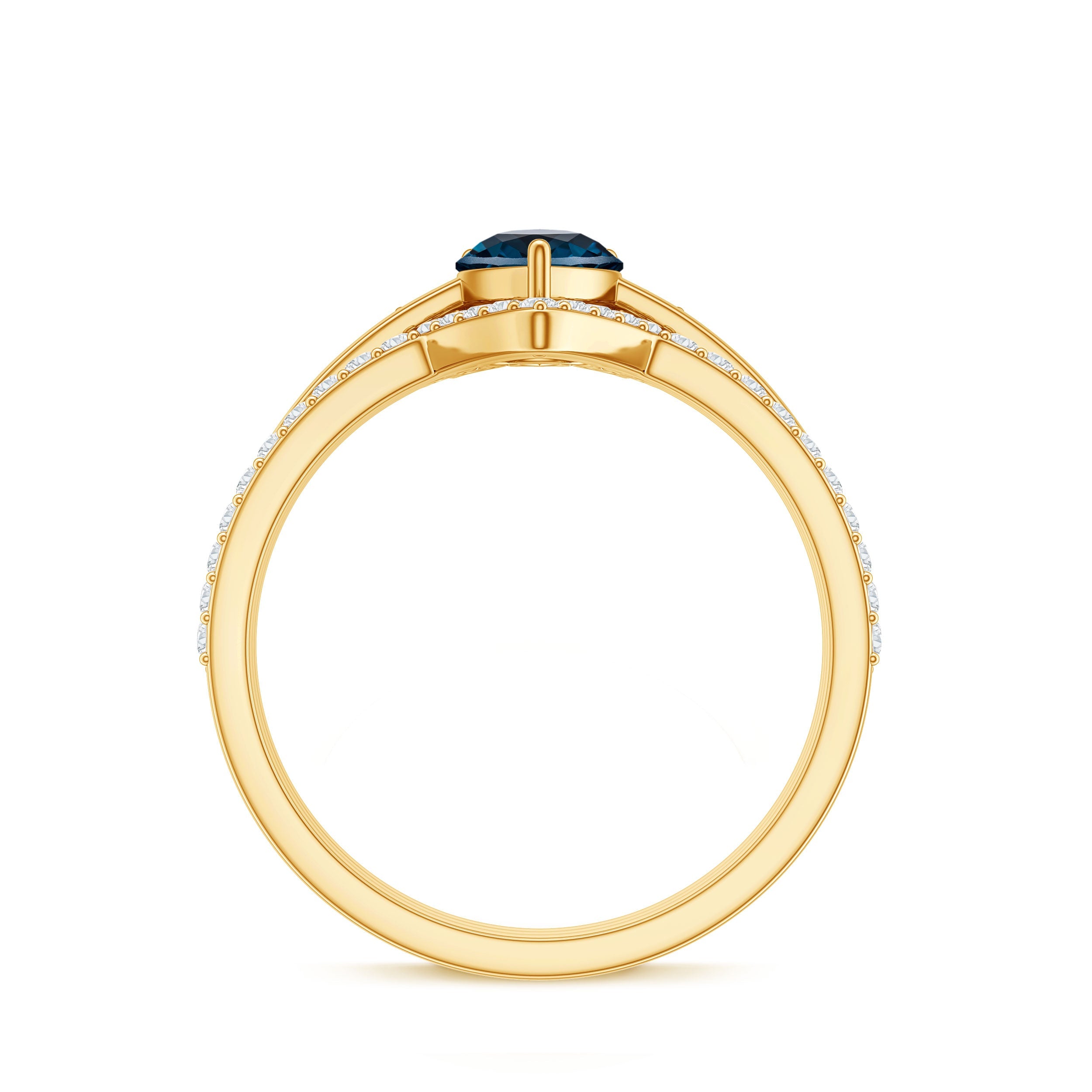 Pear Shape London Blue Topaz and Diamond Trio Ring Set