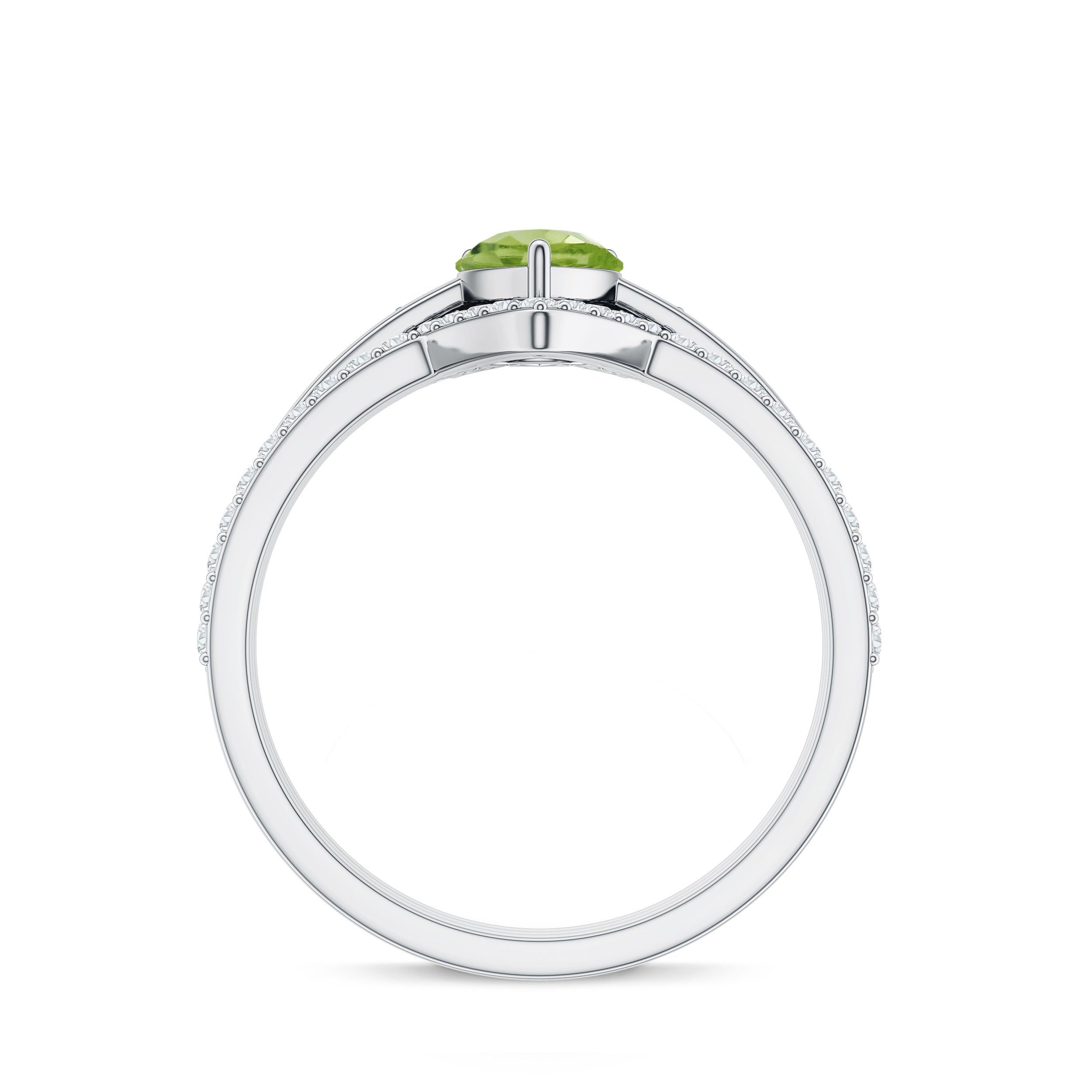 Peridot Wedding Ring Set – Certified 1 Carat Pear Shaped Peridot Trio with Moissanite