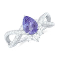 Tanzanite Engagement Ring – Pear Shape Tanzanite with Diamond Crossover Band