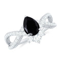 1 Carat Pear Shaped Black Onyx Designer Engagement Ring with Diamond