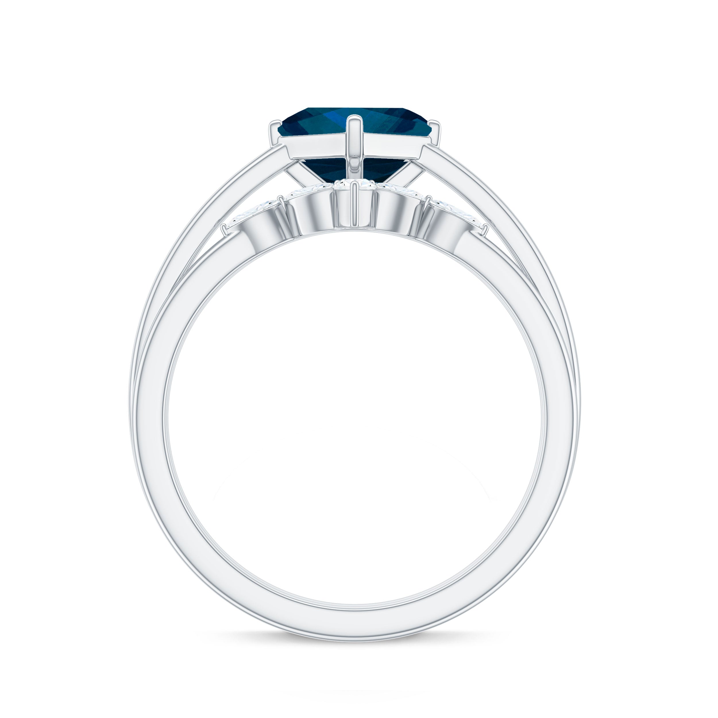 Princess Cut London Blue Topaz Designer Wedding Ring Set for Women