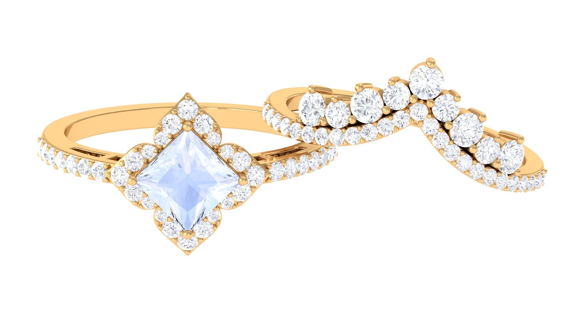 Moonstone Wedding Ring – Moissanite Bridal Set | AAA Grade Celestial Jewelry