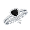 Created Black Diamond Heart Engagement Ring Set with Diamond