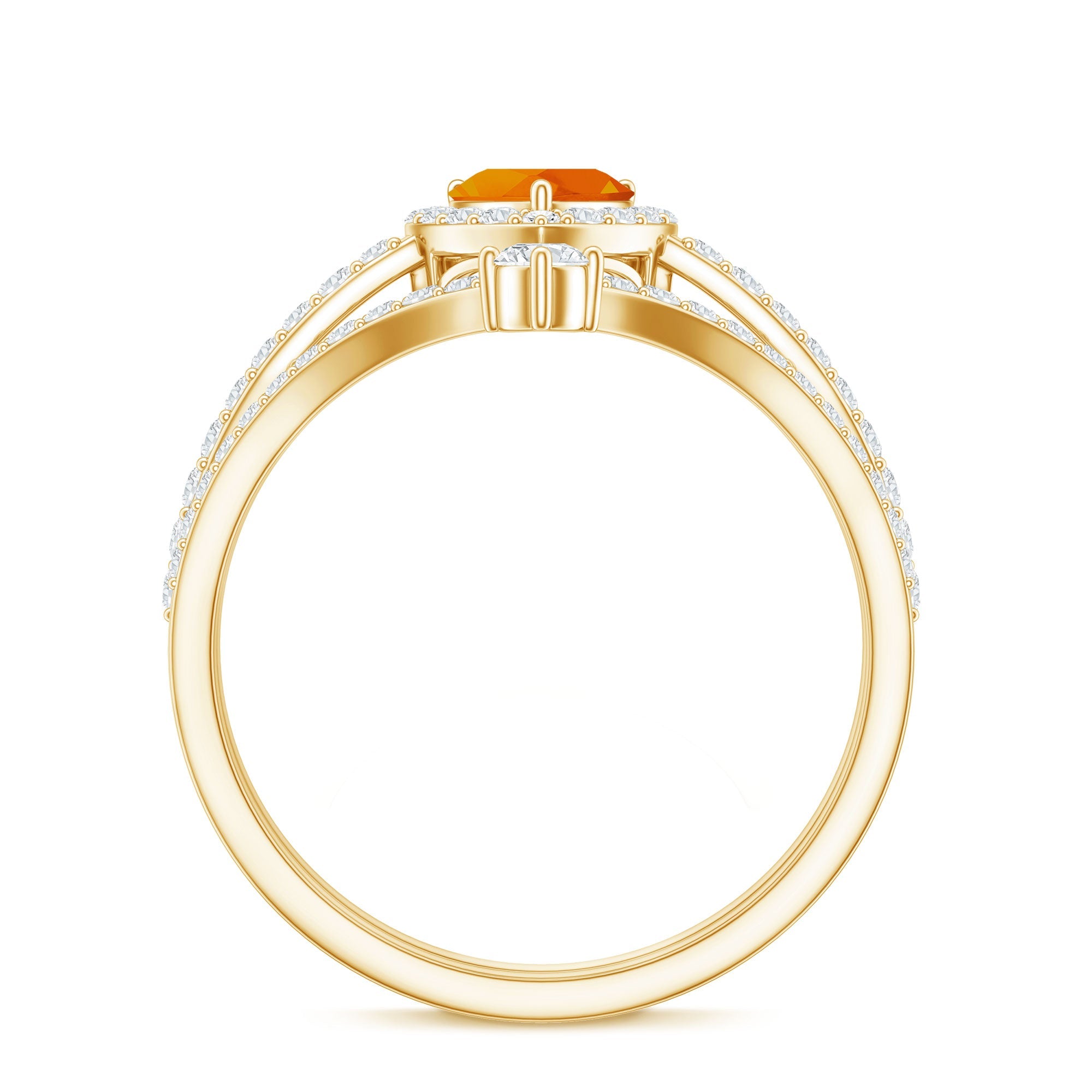 Heart Shape Fire Opal Ring Set with Moissanite