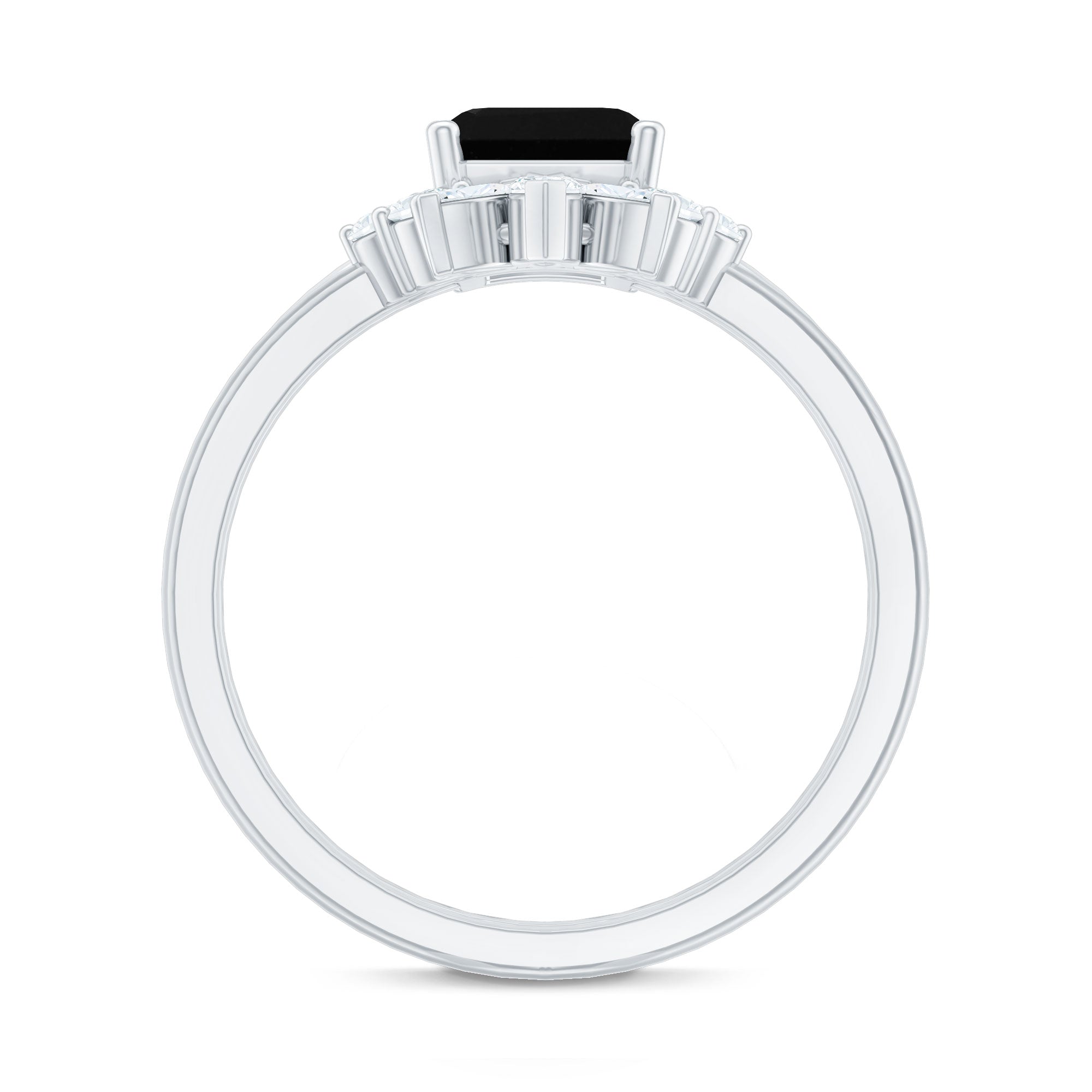 Lab Created Black Diamond Solitaire Wedding Ring Set with Diamond