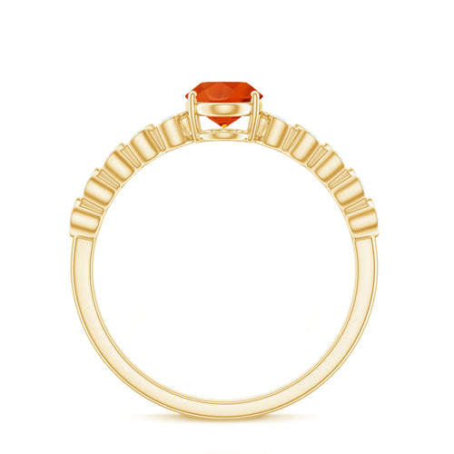 0.6 Carat Oval Fire Opal Solitaire Engagement Ring with Diamond