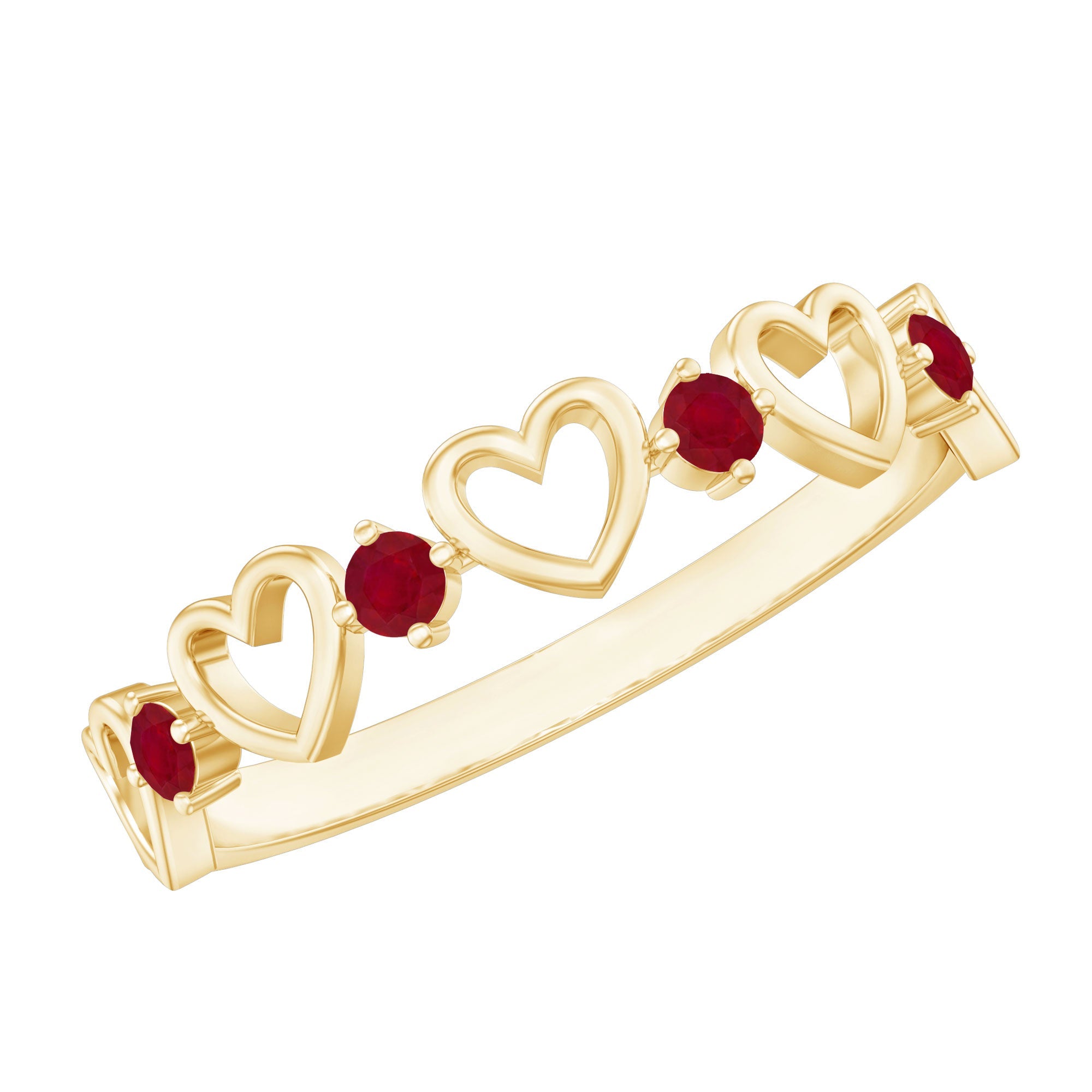 Ruby Heart Eternity Ring – AAA Grade Ruby Promise Band in Rose Gold Design
