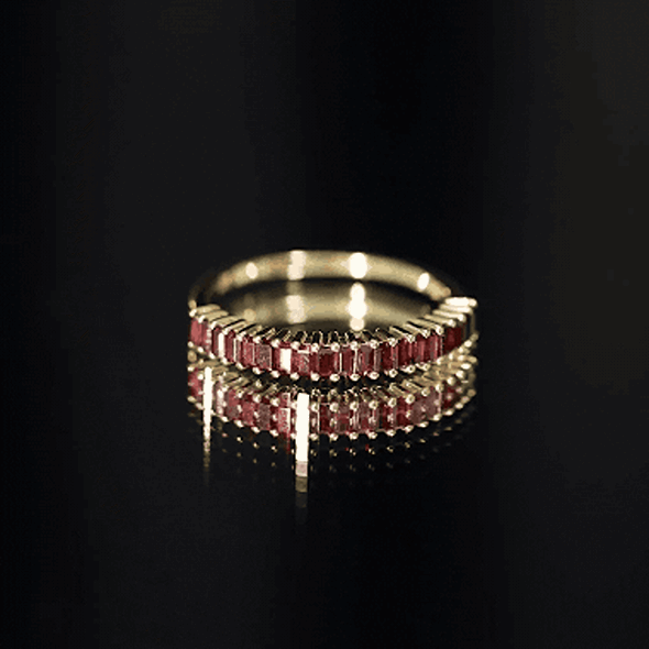 Garnet Eternity Ring – Half Eternity Band With AAA Quality Baguette Garnet