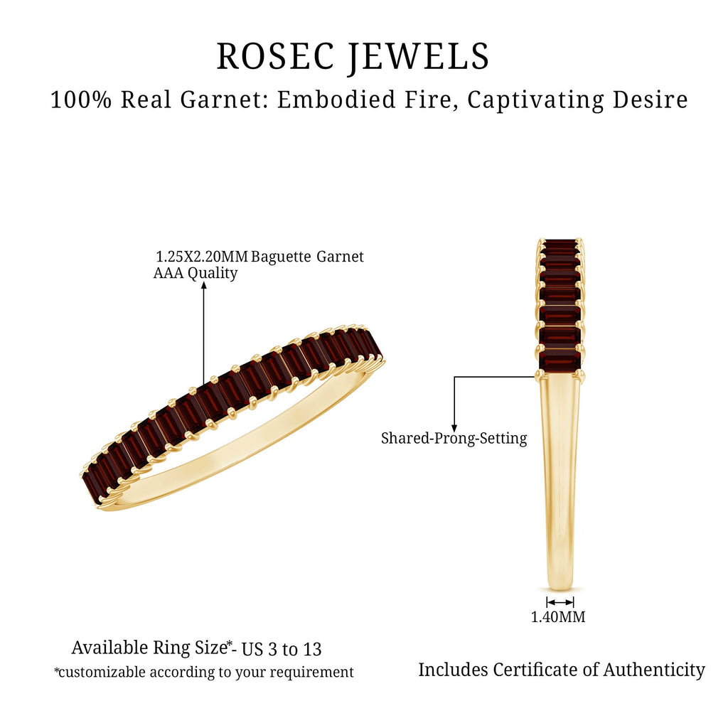 Garnet Eternity Ring – Half Eternity Band With AAA Quality Baguette Garnet