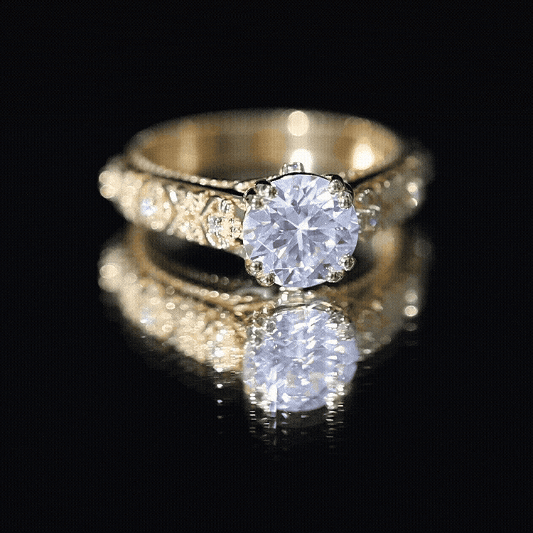 Moissanite Engagement Ring – 2 Carat Vintage Solitaire With Double Prong Setting
